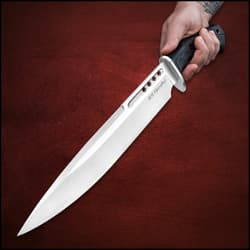 Honshu Boshin Toothpick Knife With Sheath - 7Cr13 Stainless Steel Blade, Contoured TPR Handle, Lanyard Hole - Length 18 3/4”