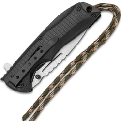 SOA Scout Assisted Opening Pocket Knife - Black with Camo Paracord Wrapping