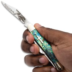 Christian Abalone Knife in hand