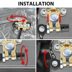 Full image showing the installation process of the Battery Terminals.