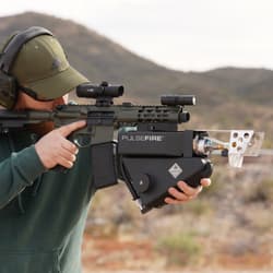 A view of the Pulsefire Under-Barrel Flamethrower in use in the field