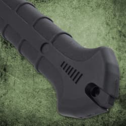 The 40” overall length sword can be carried in its nylon sheath with an adjustable, quick-release shoulder harness