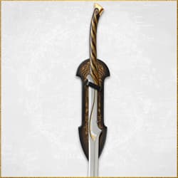 Sword mounted on a decorative wall display plaque