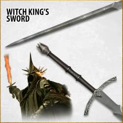 Witch King's sword with character in dark armor