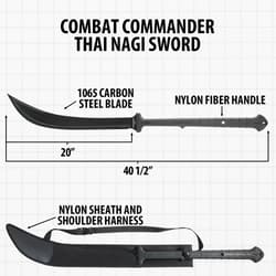 Diagram of Combat Commander Thai Nagi Sword with dimensions
