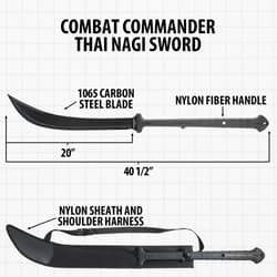 Diagram of Combat Commander Thai Nagi Sword with dimensions