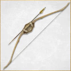 Bow and arrow displayed on decorative wall mount