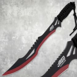 Detailed view of Red Guardian machete blades