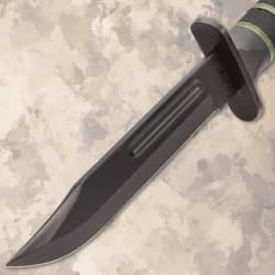 Close-up of USMC knife blade with sharp edge