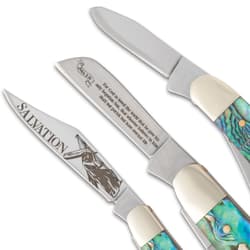 Christian Abalone Stockman Pocket Knife close up