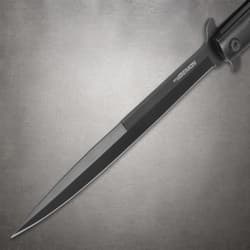 Close-up of the Ridge Runner Speed Demon knife's black stainless steel blade