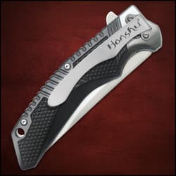 Honshu Premium Sekyuriti Ball Bearing Opening Pocket Knife - D2 Tool Steel Blade, TPU Handle Scales, Steel Pocket Clip