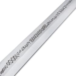 Close view of Legends of Steel sword with viking symbols etched on the blade