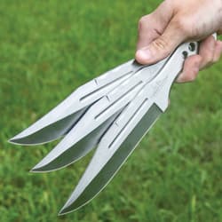 Each one-piece, 9 3/4” overall, 3Cr13 stainless steel throwing knife has a 5 7/8” clip point blade with a satin finish