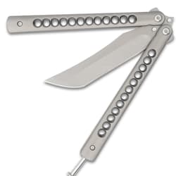 Classic Grey Butterfly Knife halfway open