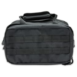 Made with tough Denier polyester, the bag is MOLLE compatible with loops on the back and sides and a carry handle