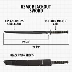 Diagram of USMC Blackout Sword with sheath