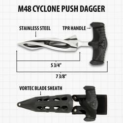 M48 Cyclone Push Dagger with TPR handle and sheath