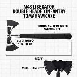 M48 Liberator tomahawk axe with dimensions and features labeled