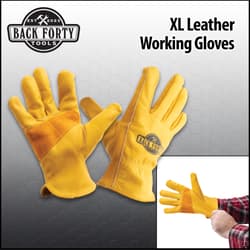 XL leather working gloves with person wearing one