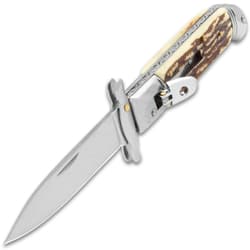 A look at the full length of the automatic stiletto's blade