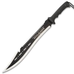 Devil Dogs Armed Forces Machete With Sheath - AUS-8 Stainless Steel Blade, Two-Toned Finish, Rubberized ABS Handle - Length 25”