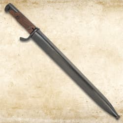 Bayonet in scabbard on textured background