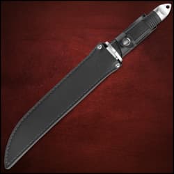 United Cutlery Honshu Tanto Knife And Leather Sheath - Stainless Steel Blade, TPR Handle, Stainless Steel Guard And Pommel