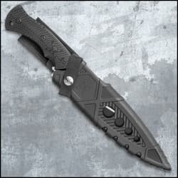 M48 Liberator Sabotage II Combat Knife With Sheath - Cast Stainless Steel, Black Oxide Coating, Layered G10 Handle - Length 13 1/2”