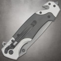 Folded Rampage knife with visible belt clip