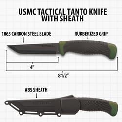 Tanto knife with dimensions and ABS sheath