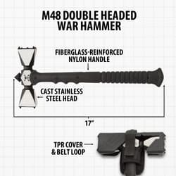 M48 Double Headed War Hammer with labeled features and cover