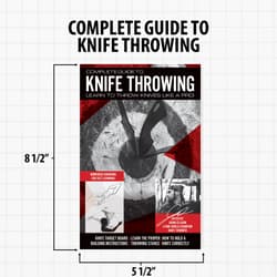 Knife throwing guidebook with dimensions and cover details