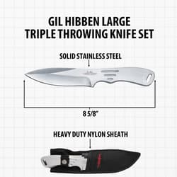 Triple throwing knife set with nylon sheath
