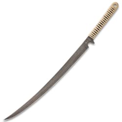 Black Ronin Tan Combat Wakizashi Sword With Injection Molded Sheath - Stonewashed Stainless Steel Blade, Cord-Wrapped Handle