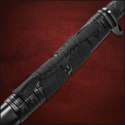 Honshu Boshin HellFyre Damascus Handmade Wakizashi Sword - Hand Forged HellFyre Damascus Steel, Exclusive Metallurgical Process - Full Tang, Modern Tactical - TPR Grip, Wooden Saya - 34"