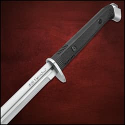 Honshu Boshin Double Edge Sword With Scabbard - 1060 Carbon Steel Blade, TPR Textured Handle, Stainless Guard And Pommel - Length 40 13/16”