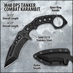 M48 OPS Tanker Combat Karambit with labeled features