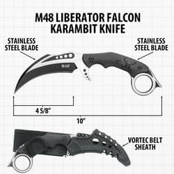 M48 Liberator Falcon Karambit Knife with specifications