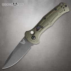 Olive green folding knife with textured handle