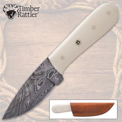 Knife with cream handle and Damascus steel blade