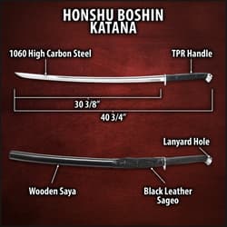 Honshu Boshin Katana with specifications