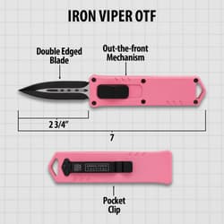 Diagram of pink knife with measurements and features