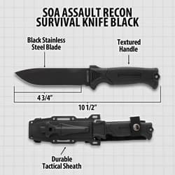 Knife with measurements and sheath details