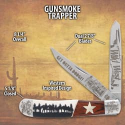 Gunsmoke Trapper knife with Western design details