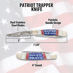 Diagram of Patriot Trapper Knife with dimensions and features