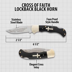 Diagram of knife with measurements and features labeled