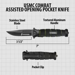 Diagram of USMC combat pocket knife with dimensions