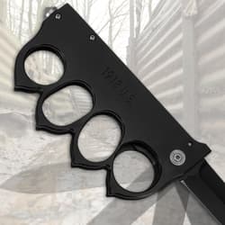 Close-up of black knuckle guard handle