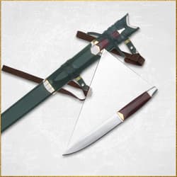 Full image of the Sword of Strider Scabbard with included companion hunting knife.